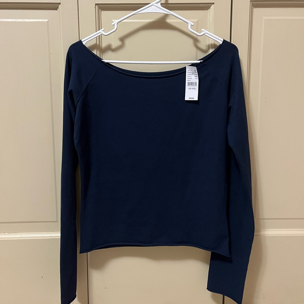 navy blue off the shoulder brandy melville long sleeve